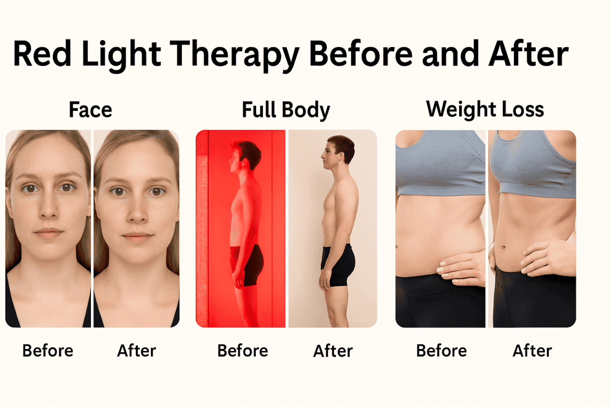 Red light therapy before and after